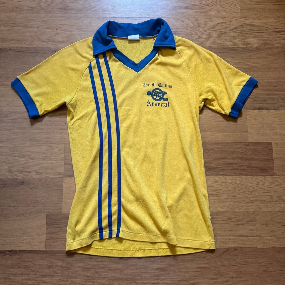 Men's Vintage 1970's Broderick Ft. Collins Arsenal Yellow Soccer Jersey Shirt S